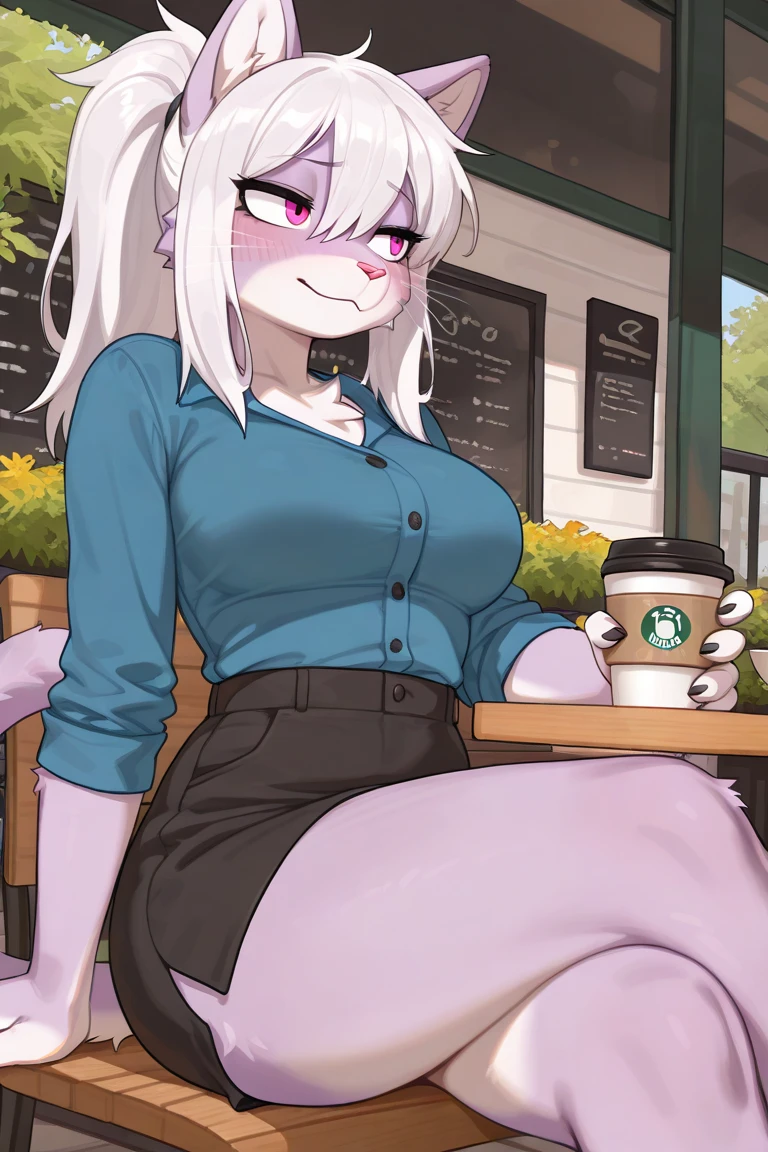 fluff-kevlar, by Zackary911, by Kenket, by Kilinah, by fluff-kevlar, (masterpiece), (best quality), (anthro furry:1.3, snout:1.2, anthro:1.3, furry:1.2, solo female:1.2), (extremely detailed:1.3), (extremely detailed eyes), (muscular figure, thick figure), (wide hips), (thick thighs), black jeans, choker, wearing an off-shoulder sweater, day time, (coffee shop background), sitting in a booth, (perfect posture, king expression), Draft Sketch (nsfw)))), uploaded the e621, beautiful and detailed,woman (((female))) ((anthro)) wolf, Ross Tran, by ruan jia, by zaush, by foxovh, lighting cinematic, seductor, wolf