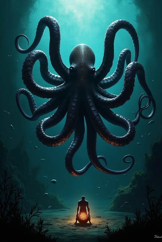 pulp horror, scary, sleeping man,giant octopus,Mummy<lora:EnvyPulpHorrorXL01:1:1:lbw=ALL>
