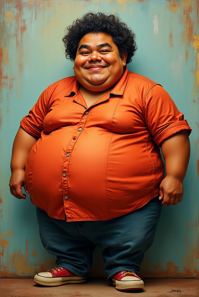 Very fat ??? girl , obese , age 10 years , very fat body , in underground prison ,face excited , full body