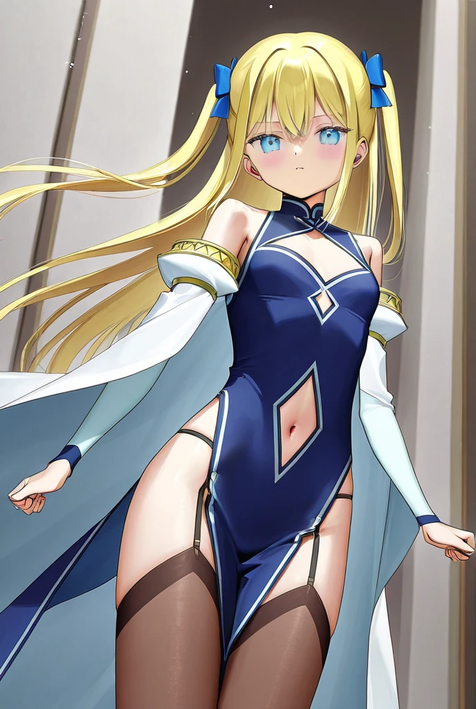 Masterpiece, best quality, very detailed, Ultra high resolution, (photorealistic:1.4), raw photos, (realistic:0.2), 1 girl, alone, long hair,,8k hdr, 1 girl,Blonde hair, shy , medium-large breast, bright eyes, , medium-small breasts,,(Mesh series) ,Spread your legs, Dark Cave ,Blue slime, bound up