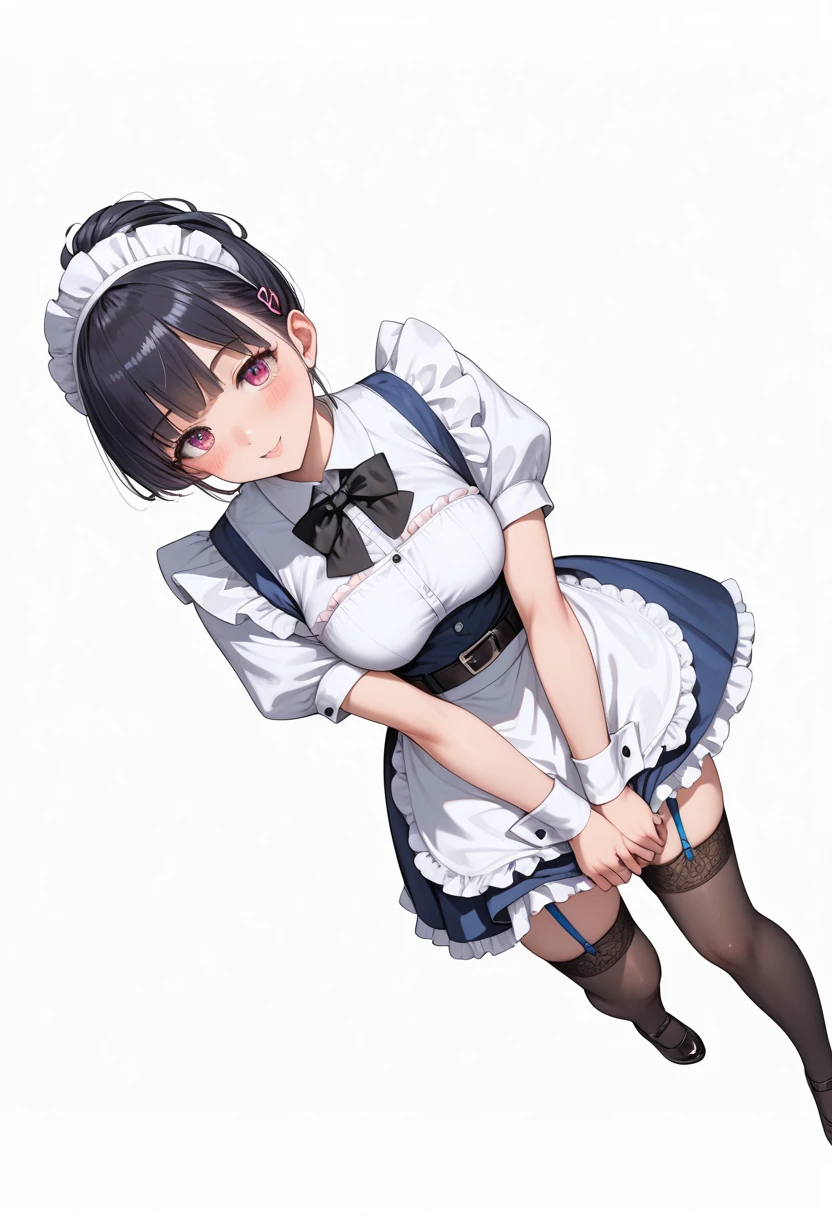 Anime characters (big) White apron and black hair, Azure Line Style, Fleet Series Style, Pixiv 3DCG, Ahegao, Kshat Garland, Anime Moe Art Style, From the Azure Root video game, Biomechanics , Highest ranking on Pixiv, Highest quality, 8k hd, Thigh Gap, Cowboy Shot、
