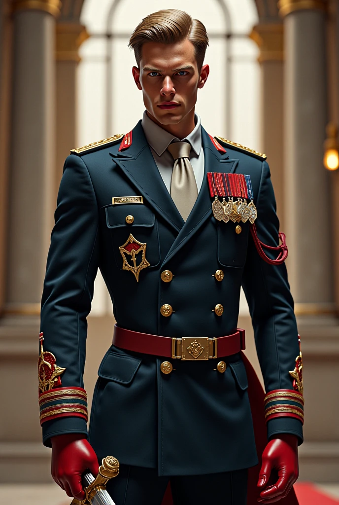 male couple, (Best quality at best),(Dark,feels), Young person, 20-year-old twink age men, Two guy,detailed black eyes, Italian descent men in uniform standing in front of building, in full military garb, in a soldier uniform, Inspired by Zhang Sengyao, Wearing navy uniform, Wearing imperial equipment, Inspired by Oka Yasuyu, ,Dark skin, ((Very relaxed and lazy look)),((Unintentionally exposing chest muscles)), Handsome male, Handsome chad chin, attractive, elegant, Sexy masculine, Attractive posing, attractive male,Lift little head, wearing an army coat,(closeup portrait), showing off his hairy pecs, (Show hairy chest muscles),(Short beard), wear one without buttons, Wearing a long trench coat, Show hairy chest muscles), (Short beard), Charming and serious look,Disheveled clothing,Perfect body anatomy,Beautiful man face detail,perfect foot,perfect hand, Ultra-low angle shooting, ((SWF))