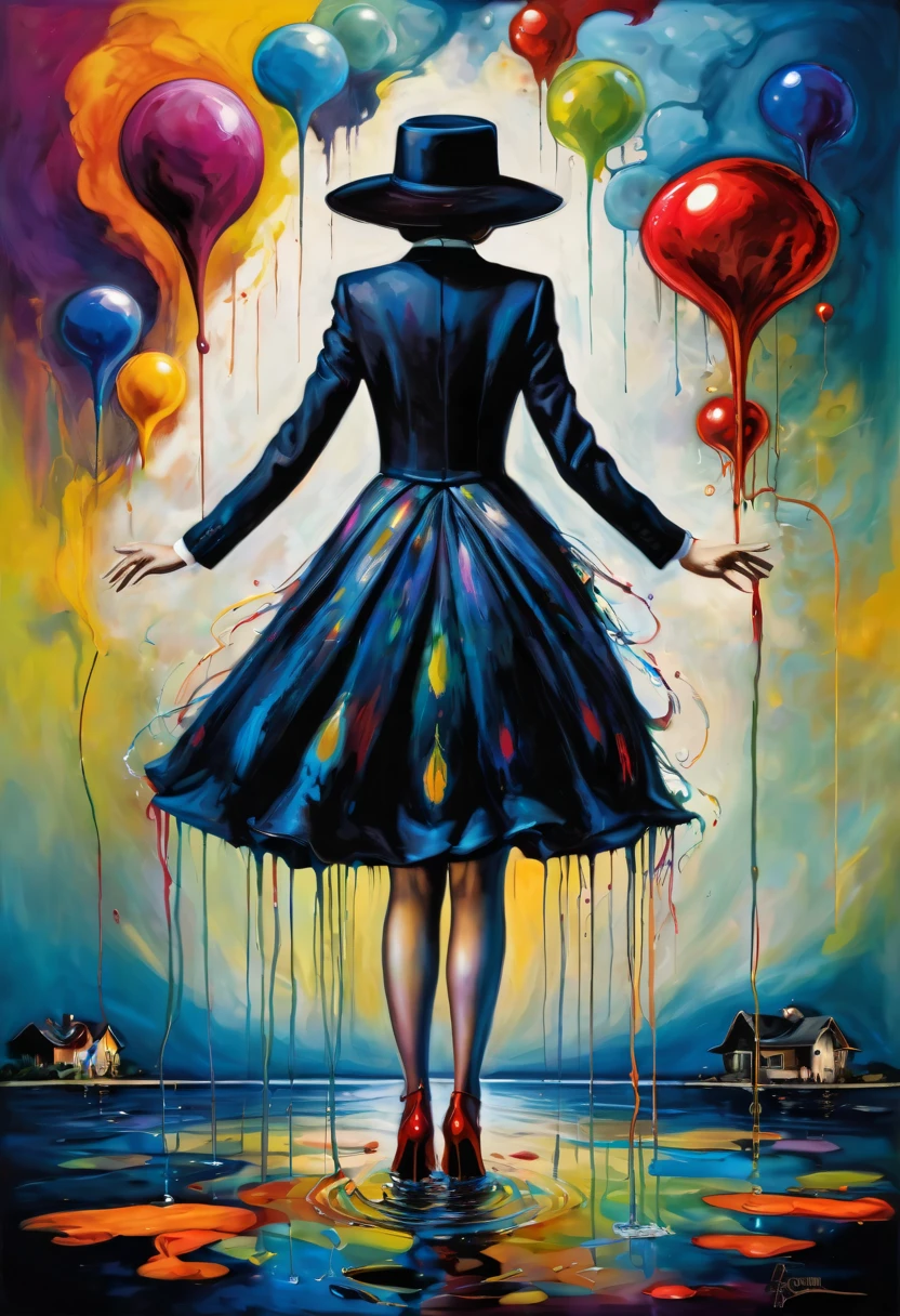 (Artistic Masterpiece of Romantic Life) ( (Themed Art of Life) ( (Conceptual Art) (NFT Exclusive) (Fauvism Work) ()”) Where visual poetry transcends traditional boundaries and embraces the dynamic interplay between creativity and technology Takes),dripping paint,darkart,style, in the style of esao andrews