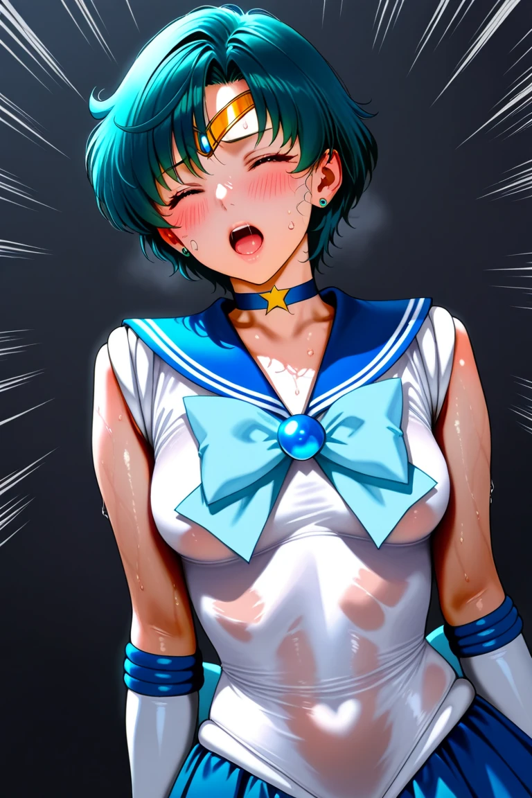 masterpiece, Highest quality, High resolution, Sailor Jupiter　1990s \(style\),、(Big Breasts)、tall、Sweating all over the body、vapor、One male and one female、Blowjob、綺麗なBig Breasts、Muscular、sexy、Bold、Exposed vagina、Cowgirl、A face writhing in pleasure、The whole body covered in sex fluids、Sweaty and muddy