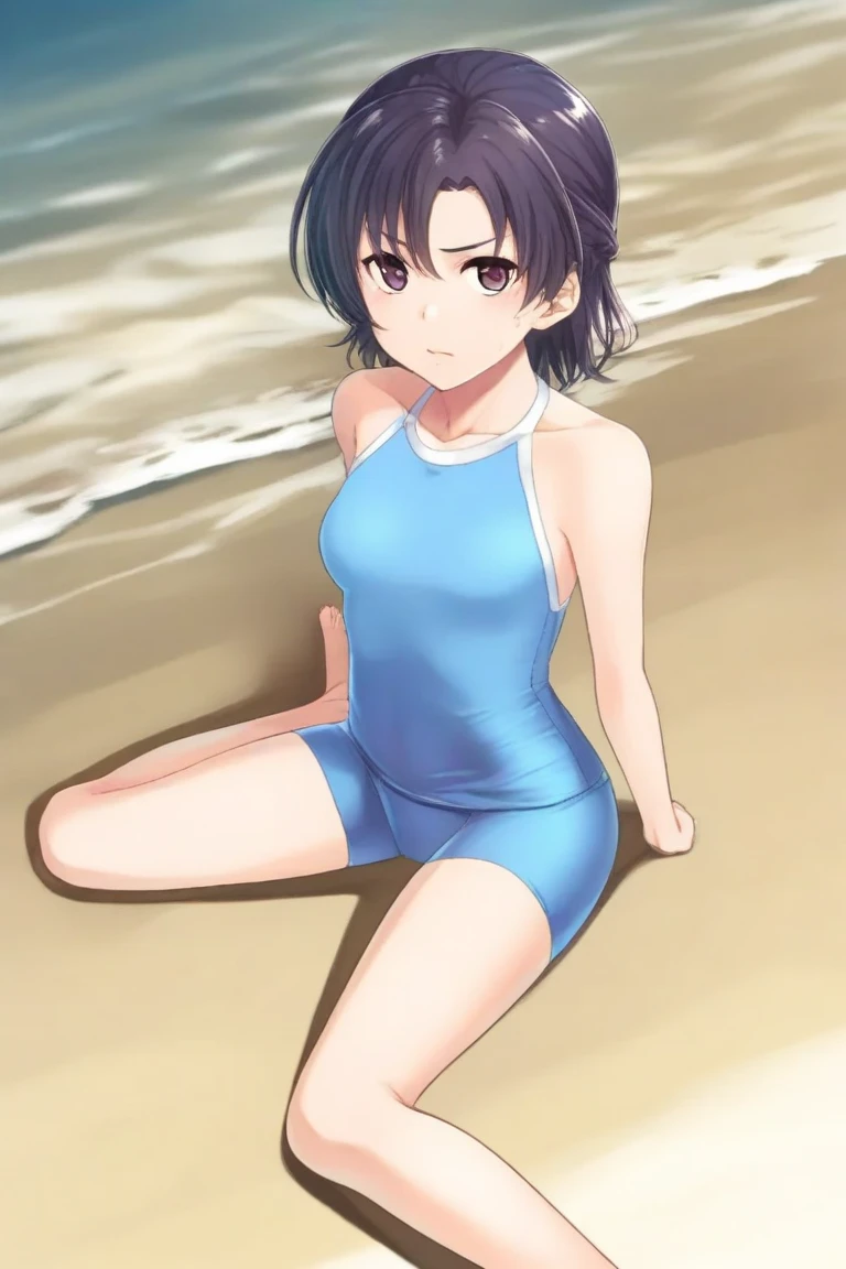 score_9,score_8_up,score_7_up,masterpiece,best quality, source anime, realistic, super detailed, extreme detailed, rating_safe,
1girl, lying on back, sleeping,
BREAK girl, 22yo, short hair, bob cut, (blunt bangs), black hair, (tareme, detailed cute brown eyes), curled eyelashes, (large breasts:0.9),
shiny hair, beautiful detailed eyes, beautiful face,
slender, small ass, slim legs,
one-piece swimsuit,, sweat:,
blush, (closed eyes:1.2), parted lips,
outdoors, beach, summer, blazing sun, parasol, shade,