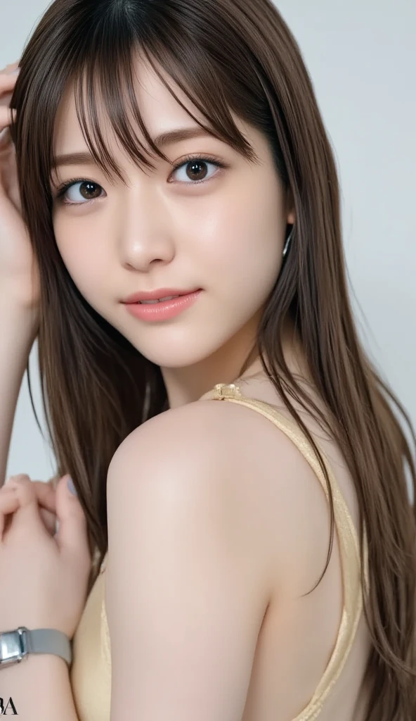 Sculpting sexy poses, (masterpiece:1.3), (8k, Realistic, RAW Photos, highest quality:1.4), (1 girl), Beautiful Face, Realistic face, (Detailed face), Beautiful Hairstyles, (Thin Hair), Realistic eyes, (Fine Eyes), Beautiful details, Realistic skin, (Fine skin), Beautiful Skin, charm, Ultra-high resolution, Surreal, Very detailed, (Flat Chest:0.5), The Beauty of Japan, (Slim figure), kind, Brown Hair, Cute young Japanese girl, Cute young Japanese girl, (Simple white background), Flat Chest :1.2, Accentuate your cleavage, Stagnation, Wide Shot, (ankle shot), Wearing a large T-shirt without a bra, Girlish, Protruding nipples, pubic hair