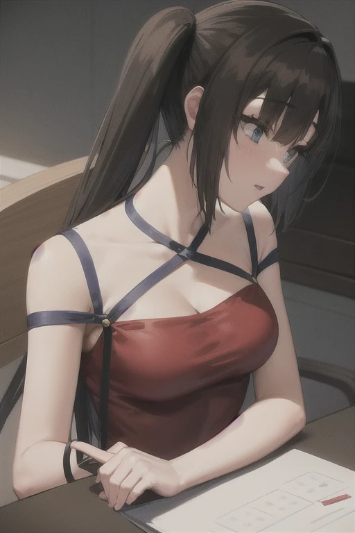 best quality,ultra-detailed,highres,(professional,studio lighting),sad facial expression,helpless,sexy pose,nighttime scene,subdued colors,lotsofdetails,ropebondage,fetish fashion,lonelyattitude,subtle lighting