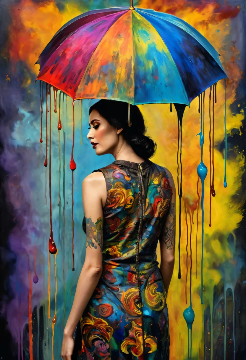 (Artistic Masterpiece of Romantic Life) ( (Themed Art of Life) ( (Conceptual Art) (NFT Exclusive) (Fauvism Work) ()”) Where visual poetry transcends traditional boundaries and embraces the dynamic interplay between creativity and technology Takes),dripping paint,darkart,style, in the style of esao andrews