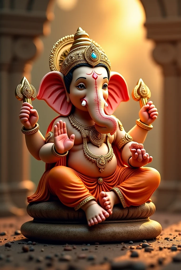 3D color image of a little shree Ganesh having indian flage. add text writen in background " Happy Independence Day " image should be in ultra HD.