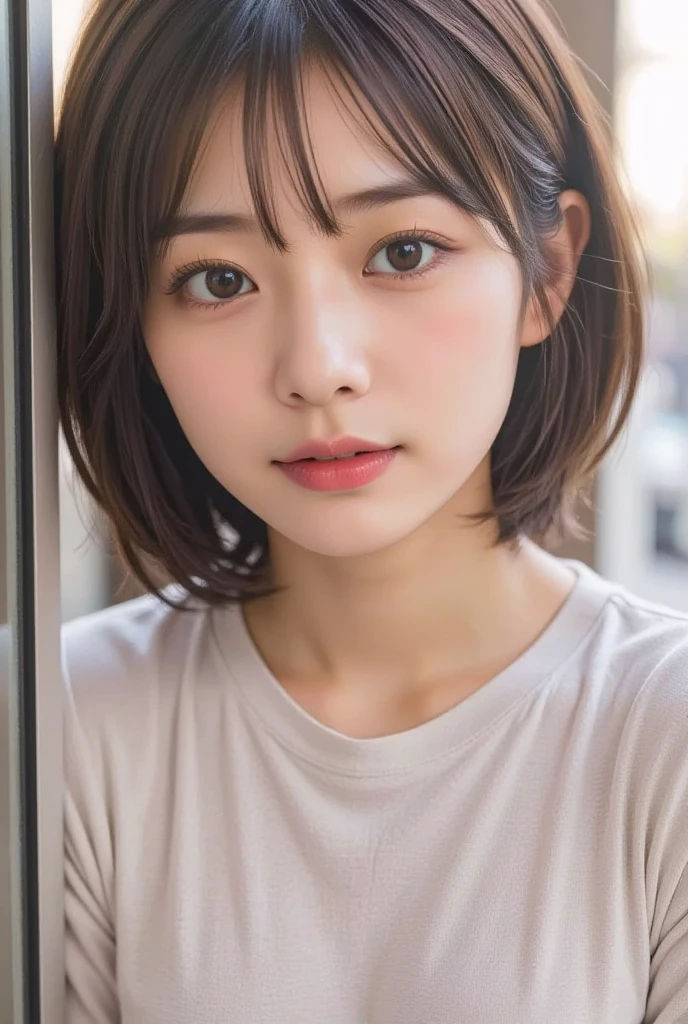 (solo、Japanese female 1 person:1.2), Light brown hair, (single hair bun:1.1), yukata、medium breast, Ultra Fine Face, great writing、Thin face, Delicate lips, (Beautiful Eyes:1.3), ((embarrassed:1.3)), Embarrassed and blushing, (Looking up at the camera:1.3)、I put my hands on my chest、First Person View, 8k, Super Detail, high quality, 最high quality, High resolution