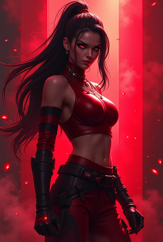 Akali from league of legends holding a scythe and an angelic kunai