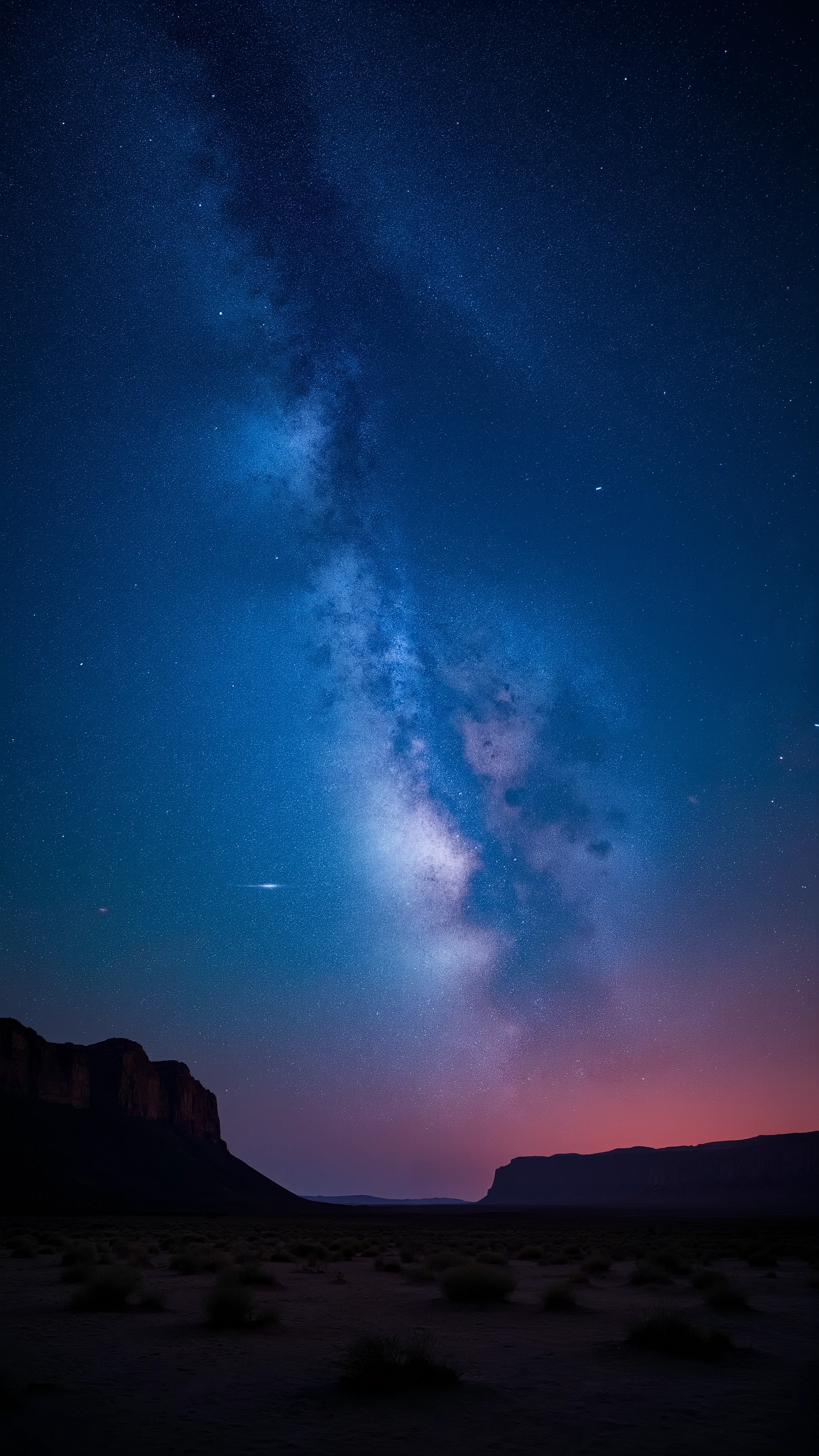 In high resolution images、 panoramic high resolution images of the night sky、Beautiful spectacular images、Pre-dawn sky、 incredibly beautiful night sky 、 The stars in the night sky harmonize with exquisite deserts and cacti、 (Stars are protagonists) depth of field effects 、 imaginative starry sky 、high-end color matching for high resolution images、 Baja California peninsula、カラフルな尾と流れ星☆壮観、four corners、16k、With the Milky Way in the background 。