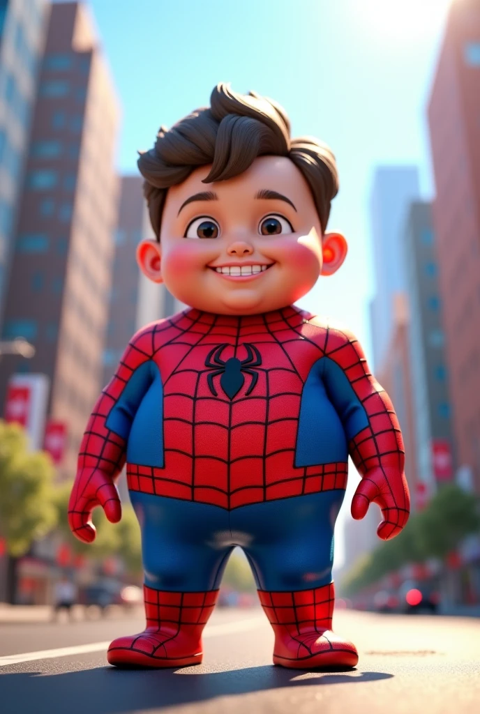 Spiderman cute fat ??? version, hyper realistic, portrait, 4k, 8k