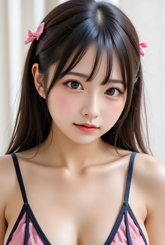 (SONY_a1, SEL50F12GM), top-quality, masterpiece, 1girl in, beautiful countenance, (verd s eyes), (brown haired), (photographrealistic:1.3), Rim Lighting, (high detailed skin:1.2), 8K UHD, Digital SLR, hightquality, hight resolution, 4K, 8K, bokeh dof, absurderes, best ratio four finger and one thumb, (realisitic:1.2), ulzzangs, Cute Cute 1 Girl, 22year old, F Cup Beautiful Breasts,