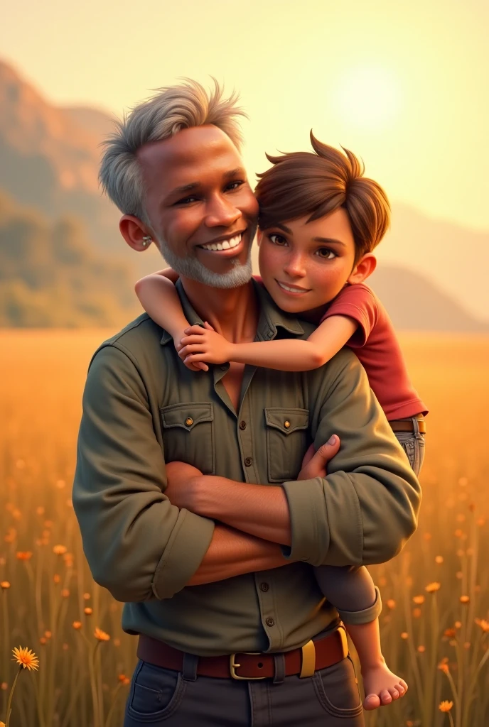 Pai e filho sorrindo, (dia dos pais )