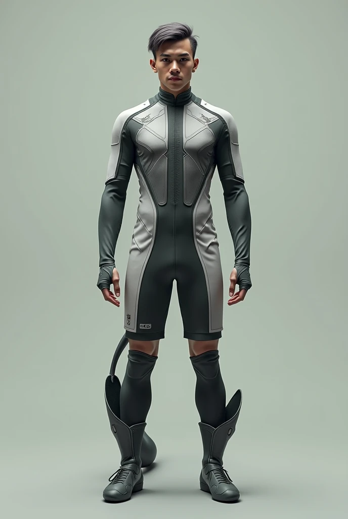((Best Quality, 8K, ultra-detailed, Masterpiece: 1.3)), 1boy, shiny skin, sharp, Perfect Body Beauty, realistic shaded perfect body, (cute :1.1),("bodysuit, techwear,big bulge ":1.2),("leggins , armor":1.1),("glove, armor":1.1 ),(techwear)(dynamic pose:1.1), thigh , battle field , (bulge focus:1.2) ,squatting, huge fat buttock , torn bodysuit , broken bodysuit