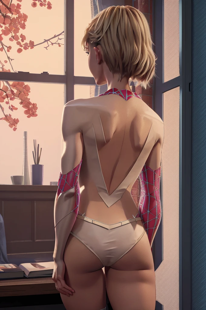 gwen stacy volleyball uniform sweaty cameltoe