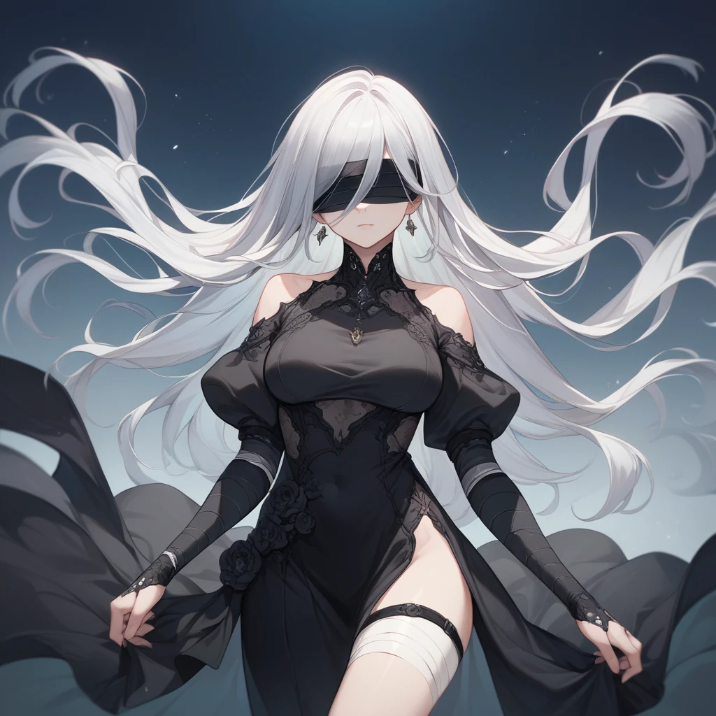 masterpiece, best quality, (Solitary focus), (Perfect face:1.1), (High Detail:1.1),dramatic, 1 person, (Pale skin), Long white hair, White eyes, Solitary, Long hair, moon, night, White luxury suit, vampire, cover navel, Pursed lips, cover, Victoria City, Detailed background, Gothic Revival, light,