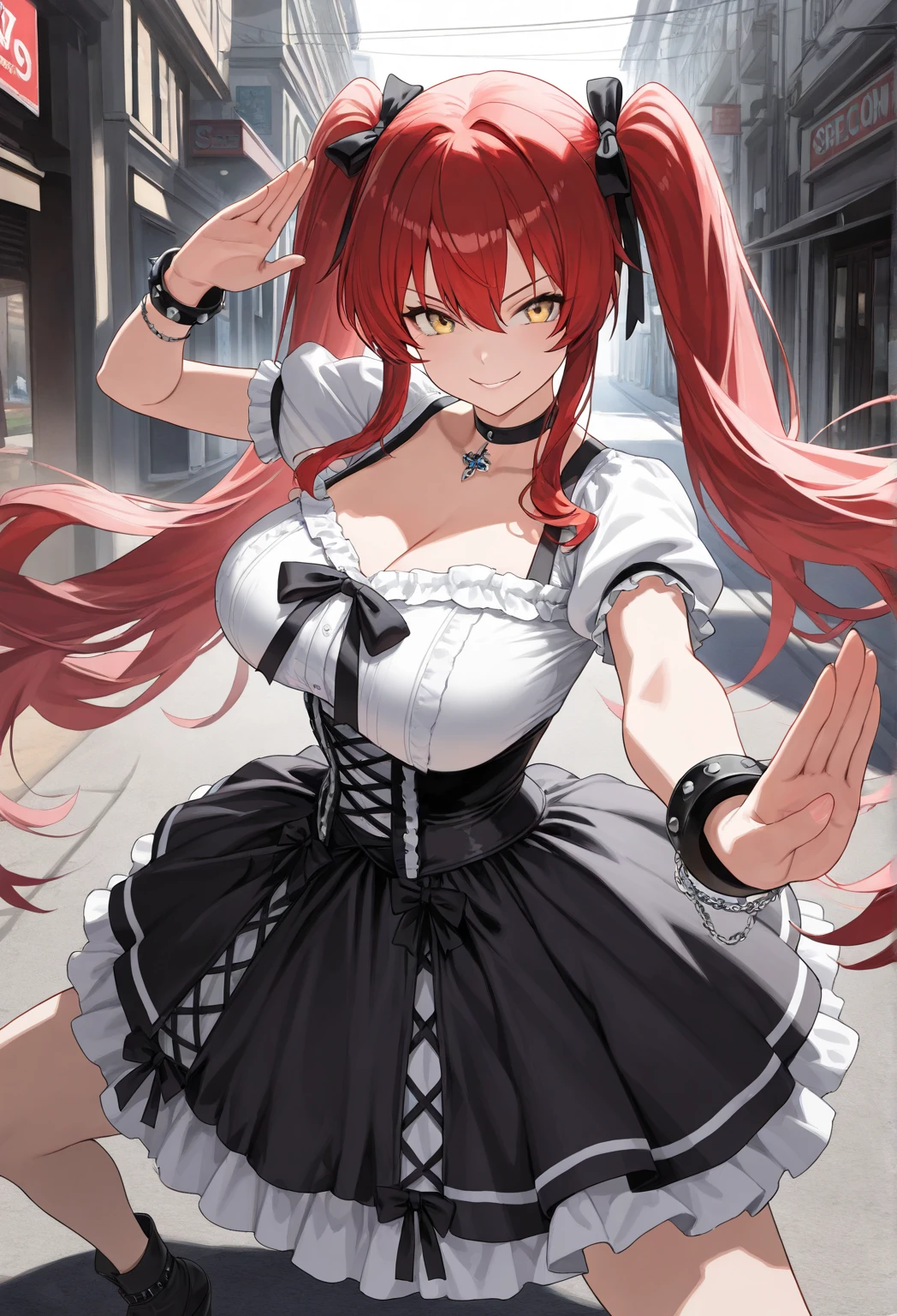 Tabletop, highest quality, Airlive 4, Thighs Thighs Thighs, black Thighs Thighs Thighs, apron, zettai ryouiki, Maid, Maidの頭飾り, Cleavage, Wrist cuff,One girl,,(Spanning the viewer:1.4),(Sweaty:1.4),(Dark basement:1.4),hypnoLora,
empty eyes,(Torn clothes:1.1),Wicked Smile,(Wounded Body:1.2)