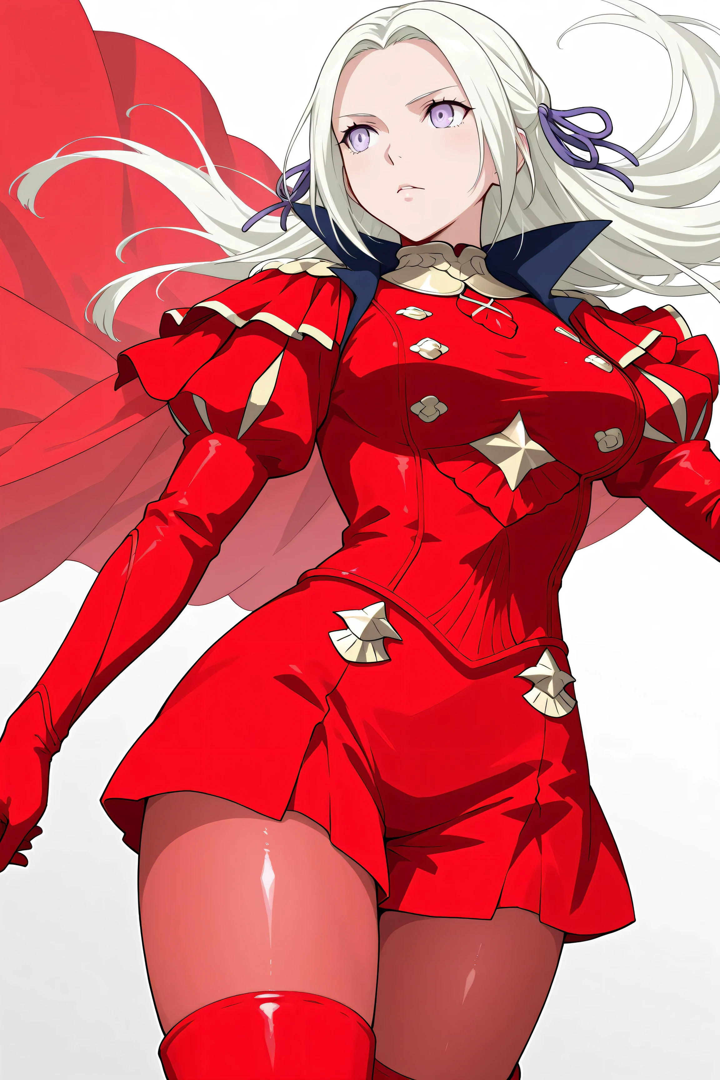 (adult Edelgard:1.0, sss:1.0, translucent:1.0, subsurface scattering:1.0, transparent, transparent red cape, transparent red pantyhose stockings)