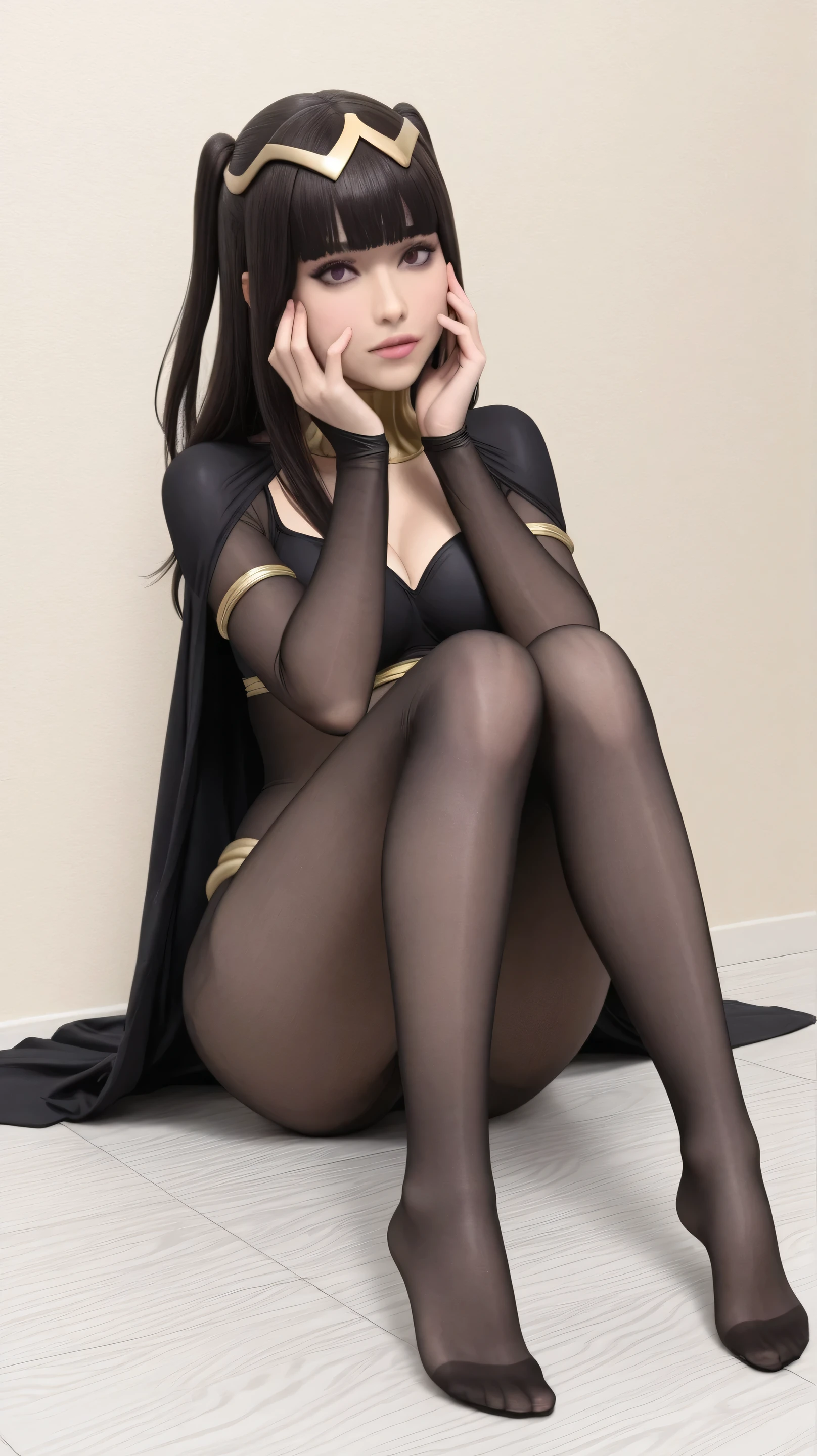 (sheer glossy pantyhose, super detailed pantyhose, bodystocking, fullbody stocking, pantyhose encasement:1.0, layered pantyhose:1.0, pantyhose face:1.0, pantyhose hands:1.0, sitting, caressing her legs, caressing her face, stockings from shoulders to fingers:4.0, fullbody pantyhose, pantyhose fetish), tharja,