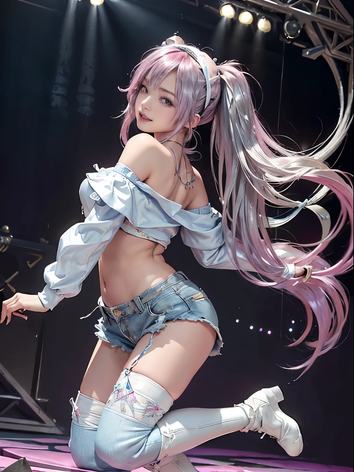 Ultra high definition、High resolution、8k、Raw photo、1 beautiful teenage Japanese woman、Big beautiful eyeedium chest、Black semi-long hair、(Seapunk fashion:1.4), walking, (cowboy shot:1.2), nice angle, nice posture, (outdoor, town street)