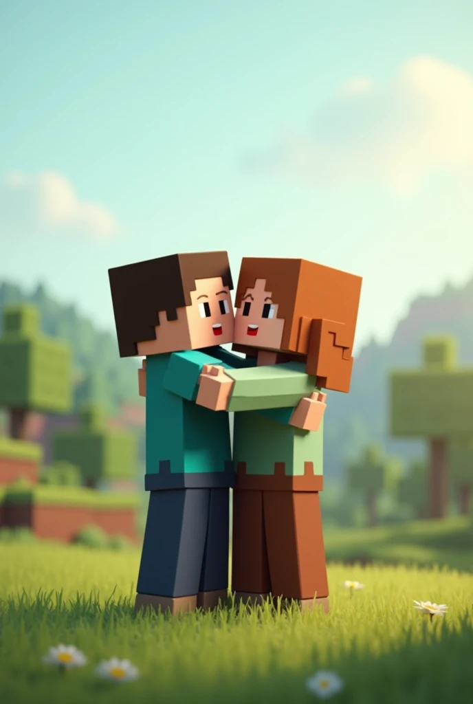 naked Minecraft girl boy kiss