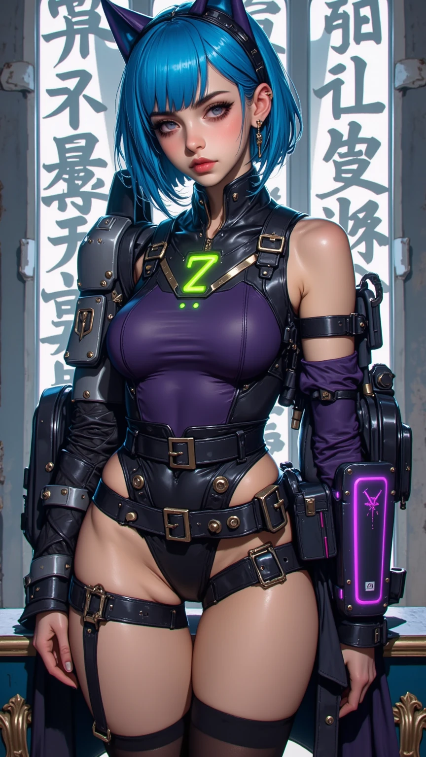 (((Different angles of view)))、(((Mr.々A pose:1.2)))、((barcode))、(((Different actions:1.5)))、(smile)、Mature Woman、masterpiece,highest quality,Very detailed,(((Big Breasts)))、((Art Movement:1.2))、bite、(Abdominal muscles)、((Purple hair))、((((Trendy hairstyles)))), ((Near future)),((sf)),Machinery Parts、((white, Ultra-tight plug suit with detailed decoration))、(((Shingard、Elbow Guard、Knee guard、Chest Guard、Shoulder guard、protector)))、Very beautiful woman、headset、(((Glowing Electronic Suit)))、Slender women、((cyber punk))、(((Digital Metaverse)))、((Dark virtual space))、((Neon color))、(Lots of monitors)、((Fluorescent lights in a server room))、((Lots of electronics))、(((Connect with code)))、(Detailed face)、Realistic Skin、((Delicate photo)),(少女のmasterpiece、Photo Details:1.25), (highest quality:1.6), (超A high resolution:1.5), (Realistic:1.75), 8K resolution, Canon EOS R5, 50mm, Absurd, Very detailed,Cinema Lighting,Browsing Caution:0.4、((Powered Suit))
