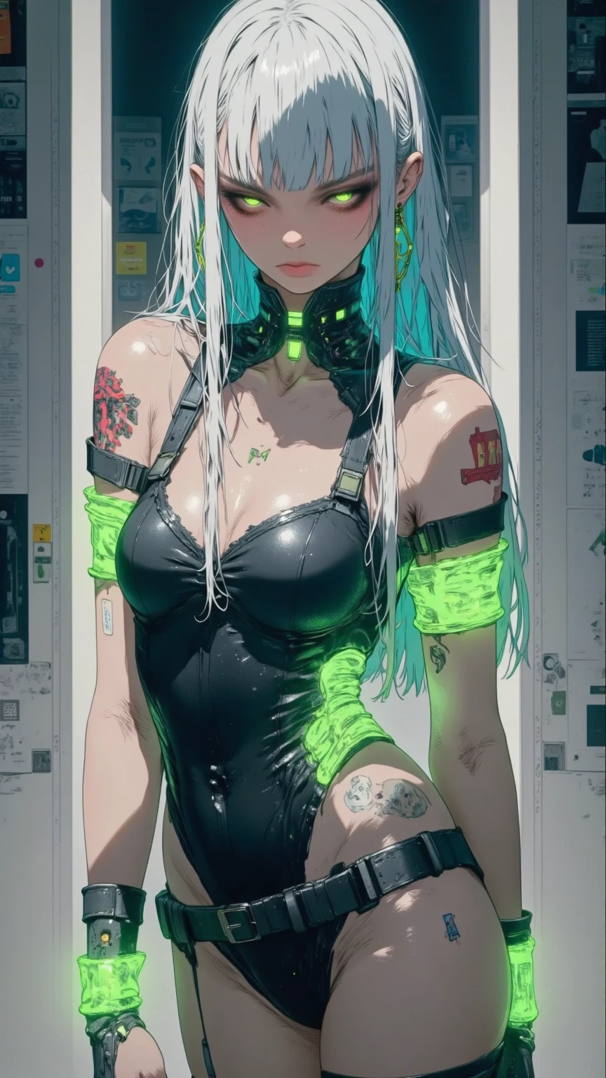 rave girl,(((1girl))),((girl with extremely cute and beautiful hair)),((Asian features)), (big breasts: 1.8 (((neon hair: 1.55, wild hair, long hair: 1.8, colored inner hair, breathing in the ears))), (((neon_eyes: 1, 4))), intricate eyes, beautiful detailed eyes, symmetrical eyes, slanted eyes: 15,((((skin shiny: 1.8, shiny skin: 1.8, shiny skin, very shiny skin, shiny body, plastic shiny skin, exaggerated shiny skin, shiny skin, wet legs))),(spider lower abdomen, narrow waist, five fingers, perfect hands,
athletic body, detailed body, (perfect ass), (((detailed face))),((perky nipples)), cute, slutty, seductive, erotic, (((nsfw))), zettai ryouiki, revealing clothes, skin show, ((transparent shirt), ((wet clothes, complex clothes, complex clothes)),(((underboob))),(((Underboob))),(porn star, sexy pose), cyberpunk city at seaside at night with glowing signs, neon lights and dark storm clouds and puddles, scenery: 1.25, night, starry night, cosmos, very dark night that highlights neon lights, very bright neon lights, artistic photography , (photo taken by sldr), high resolution, sharp focus, (ultra detailed, extremely detailed), art (photorealistic): 1.37), (extremely detailed Unit CG 8k wallpaper), ((synthwave background theme) ), (((vibrant colors))), intricate, (intricate background), (masterpiece), (best quality), perfect rendered face, perfect face details, realistic face, realistic photo, analog style, ((details intricate)), (((realism)) ),