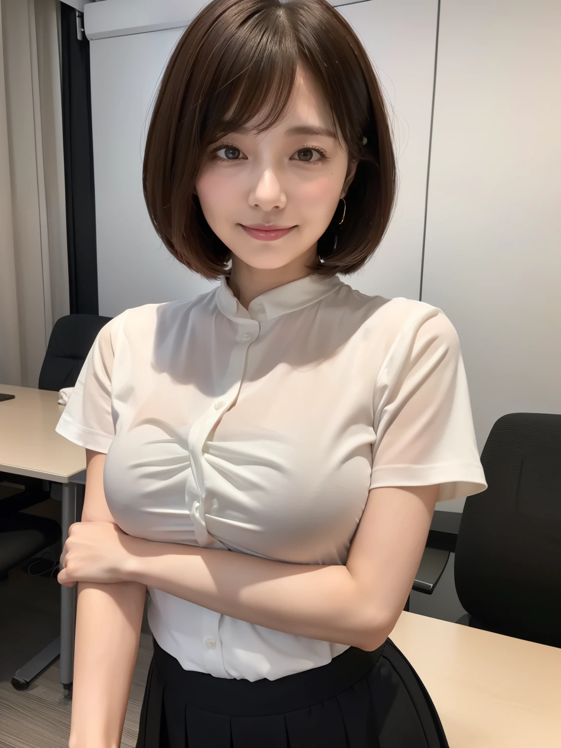 Japanese women Orthodox beauty, cute, cute, beautiful, smile, Yamato Nadeshiko, Ultra-realistic, More real, Real women, Looks like the real thing, From below, Just like him, Super Real, Bob, Upper Body