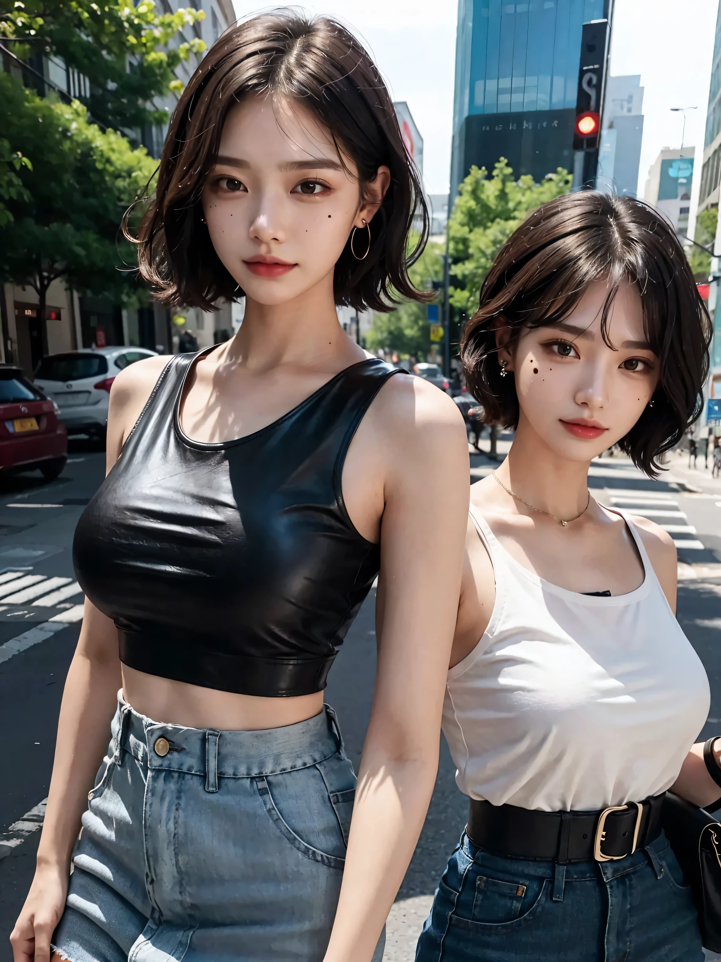 best quality, masterpiece, highres, 1girl, Beautiful face, photorealistic, 8k, UHD, long hair, arm tattoos, tattooed, toned abs, Asian, female, dark skin, wearing smart casual clothes, restaurant, sitting, (high detailed skin:1.2), 8k uhd, dslr, high quality, candid, Photograph, high resolution, 4k, 8k, alone, one girl, she is wearing smart casual clothes, woman in smart casual wear, smart clothes, walking, walking down the street