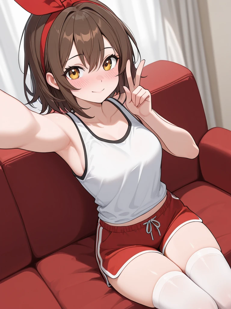 ((Brown hair)),((Braided shorthair)),((Brown eyes)),(With bangs),Slight red tide,(Rabbit ),(School gym clothes:1.25),(Gym clothes bloomers:1.5),(Clothing that shows your body line:1.2),(Rabbit tail:1.25),(Usamimi:2.0),(paint art on the body:1.2),(Colorful and cute world view),(sexy pose:1.25),(Buttocks close-up:1.2),(Perspective from below:1.7),(Black and white),(In the gymnasium warehouse:1.25),(Prancing box, testicle, etc. Scattered.),A smile,