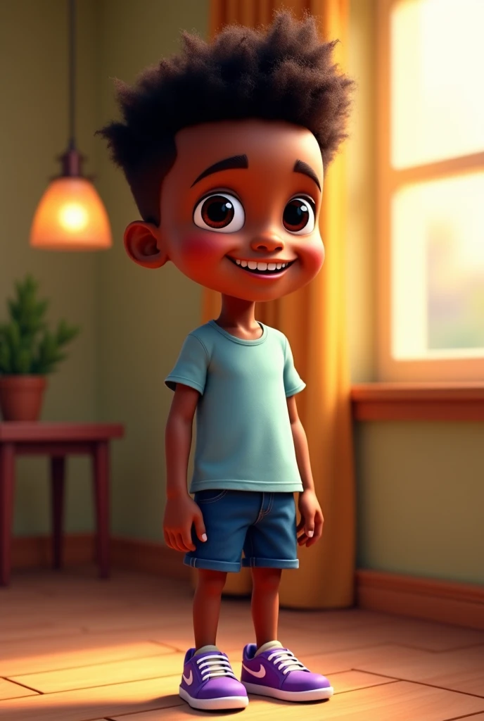 arafed image of a young african american boy standing in a room, pixar character, pixar renderman render, pixar octane render, pixar. octane render, as a pixar character, pixar portrait 8 k photo, depicted as a pixar character, pixar render, ideal pixar character, 3d model pixar render, render in pixar, by Pixar, pixar 3d render
