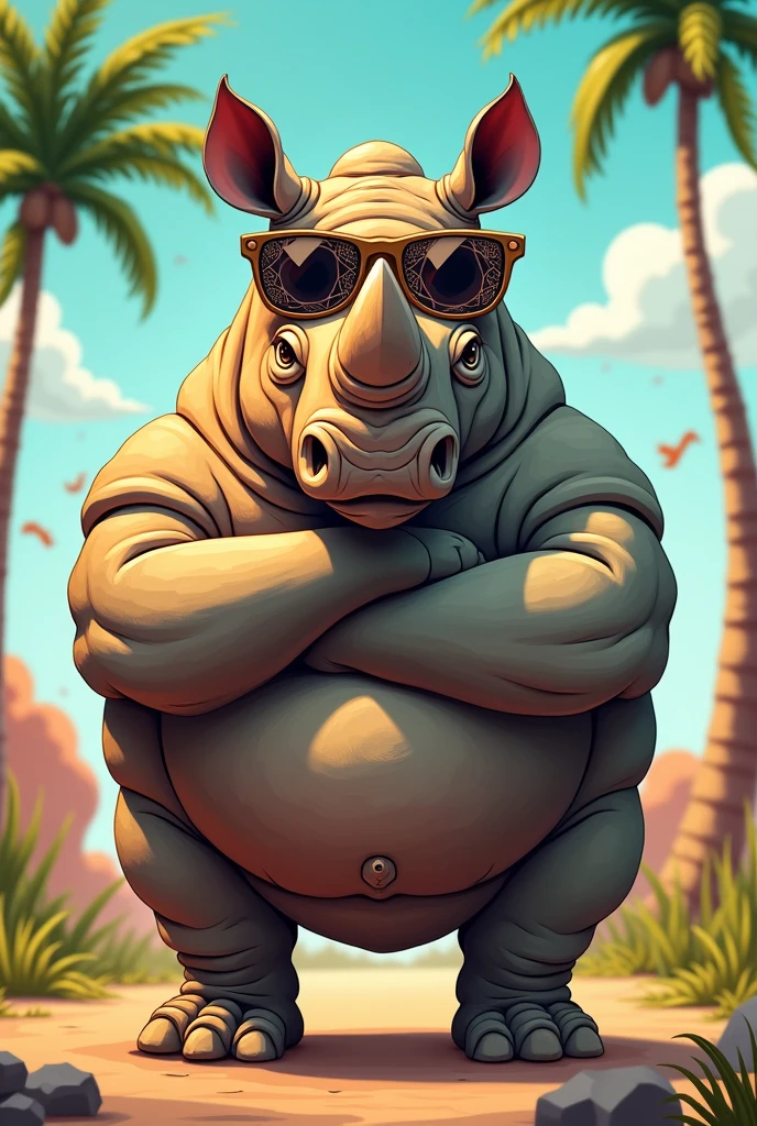 rhino smoking with glasses gold chain 