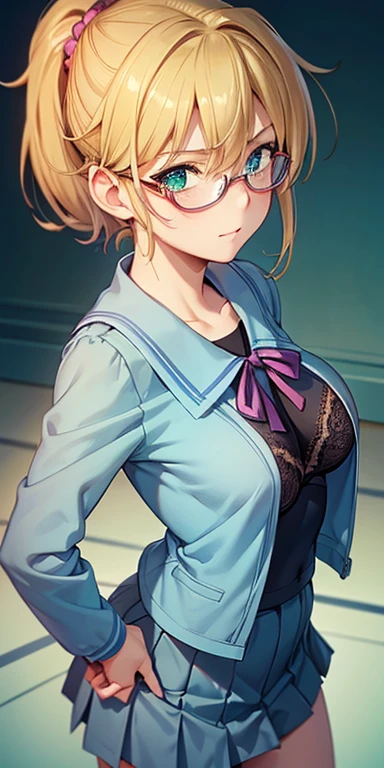 (masterpiece:1.3), High resolution, Super detailed, Highly detailed CG Unity 8k wallpaper, Realistic, photo-Realistic, RAW Photos, Beautifully detailed face, Pale skin, Realistic glistening skin, Detailed cloth texture, Detailed hair texture, Perfect body, Beautiful Face, Accurate, Anatomically correct, Highly detailed face and skin texture, Natural neck length, (Beautiful Hands), (Fair skin:1.2), Thin legs, Thin legs,
break,
Fine grain, Symmetrical eyes, Light brown eyes, double eyelid, Thin eyebrows, (Glossy Lips:1.4), (Smiling Kindly:1.2),
break,
(Browsing Caution:1.2), (Classy and cute girl:1.3), (1 girl, One Girl), ((Wearing a purple sleeveless keyhole neck midriff short sweater:1.3)), ((I can see under my chest:1.4)), (White pleated mini skirt), (Knee-high boots), (Wear glasses:1.1),
(Medium large breasts, Slim figure, Toned Abs, Firm breasts:1.2), Beautiful clavicle,
(Blonde, Wavy Hair, Long Hair:1.3), ((Asymmetrical bangs:1.2)),
break,
((Walking near me in a stylish Japanese house:1.3)), (View your viewers:1.2), ((Focus on the face:1.2)), (Full Body Shot:1.2),