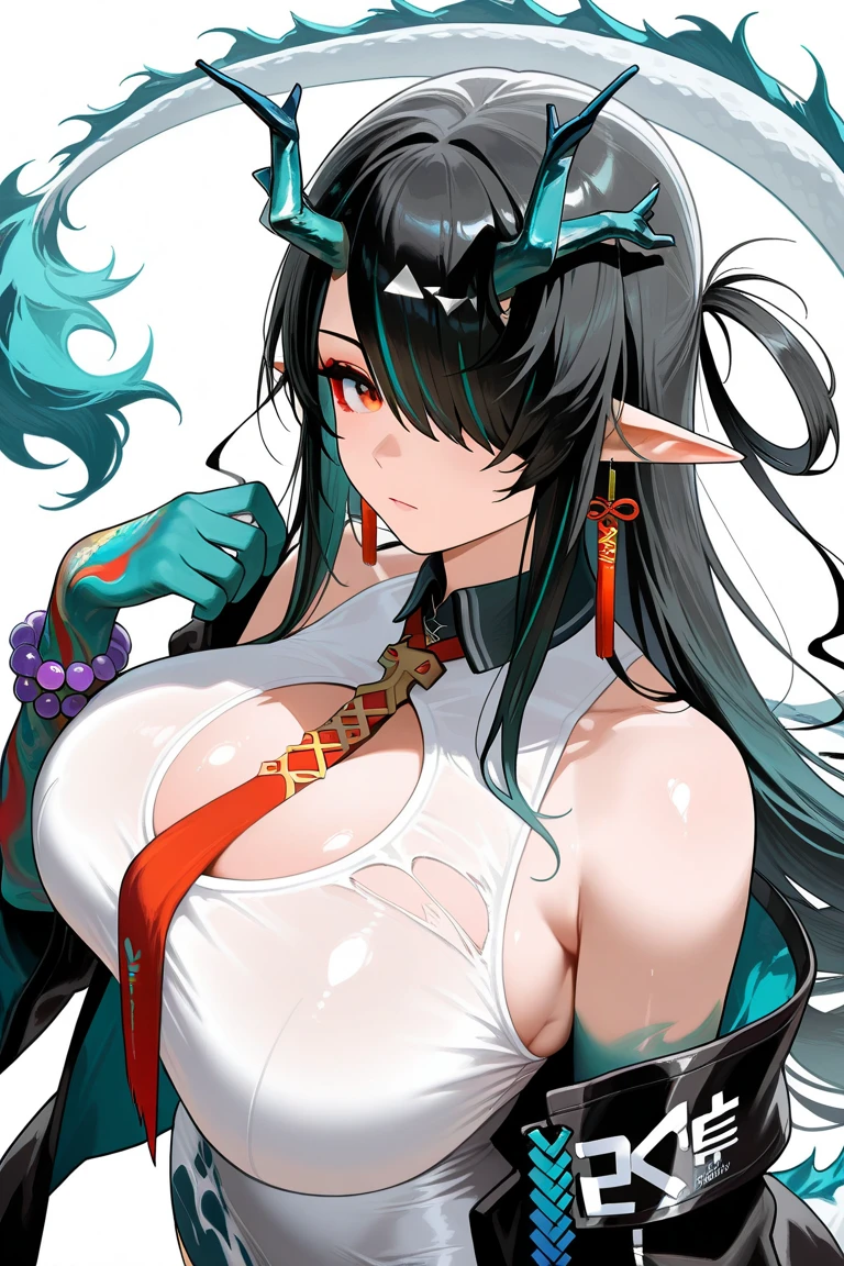 1girl, dusk \(arknights\), arknights \\\\\ masterpiece, best quality, newest, orange eyes, black hair, horns, ///// by nyantcha, , by khyle, cutesexyrobutts \\\\\  rating:nsfw, nude,naked,,,,,,,,solo,,standing, , povpov, onsen,(body wrap towel:1.2), towel wrapped around body, sunrise,looking at viewer,pov,,in the centre of shot, turquoise hands, hands and forearms turquoise, high angle, ,big tits,dragon tail
