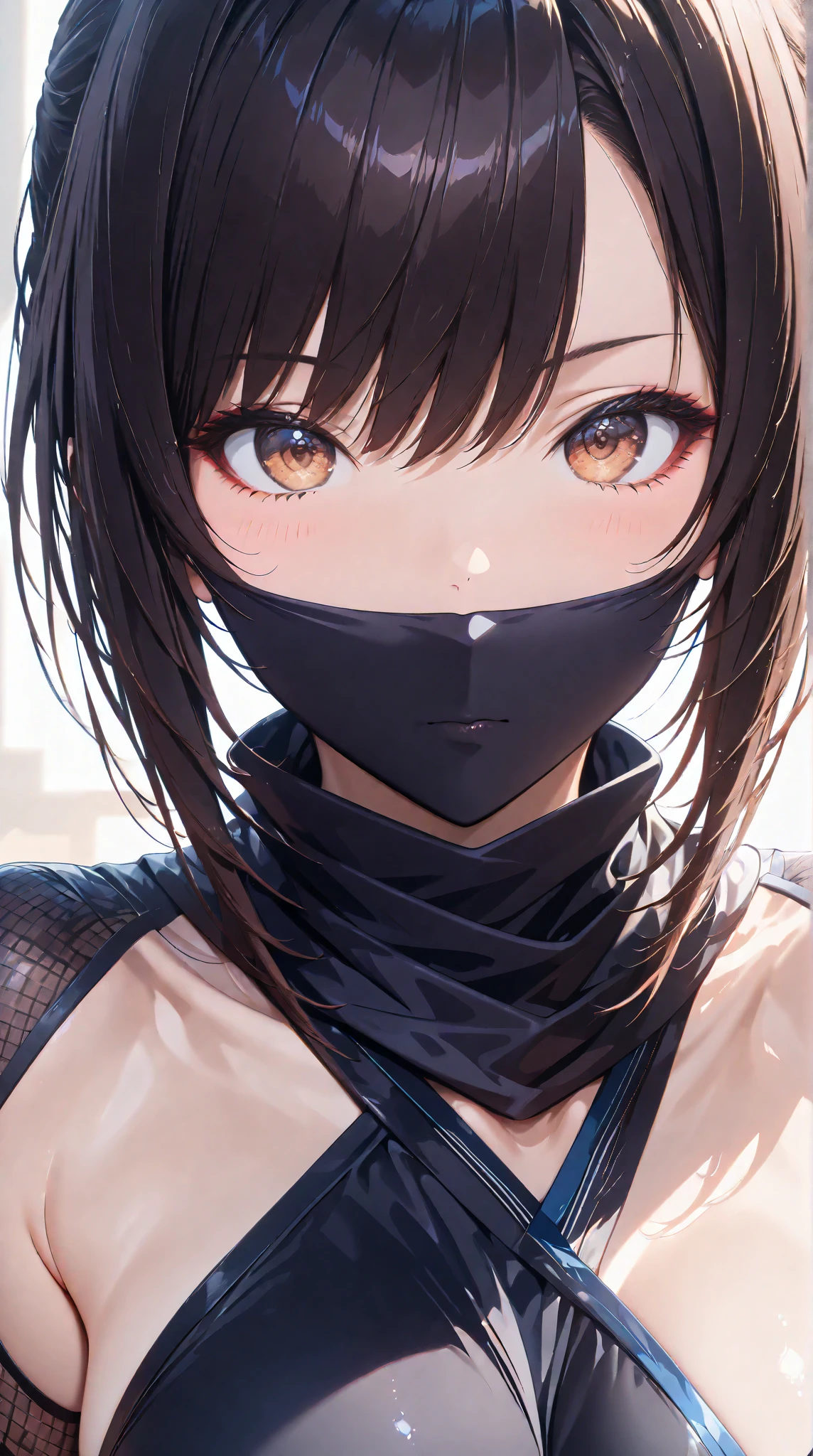((best quality)), ((masterpiece)), (detailed), perfect face, blue mask, red horns, big breast