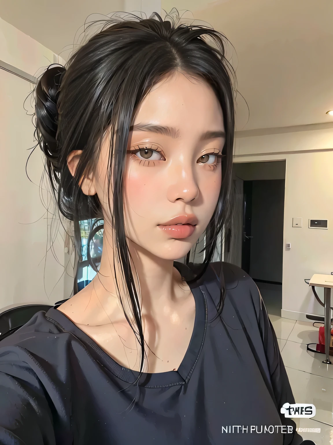 Yeji HD with cute lips and huge, an Asian adult woman , beautiful hair, Arms pretty , big , fleshy lips, beautiful eyes, very pretty eyes, very black hair