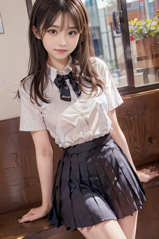 ((beste-Qualit、8K、​masterpiece:1.3))、foco nítido:1.2、Slim abdomen:1.2、((Layered Haircut、maior:1.2))、Highly detailed facial and skin texture、Detailed eye、双眼皮、skin tanned、A sexy、sit ch、a woods、JK school uniform、panthyhose、girdle