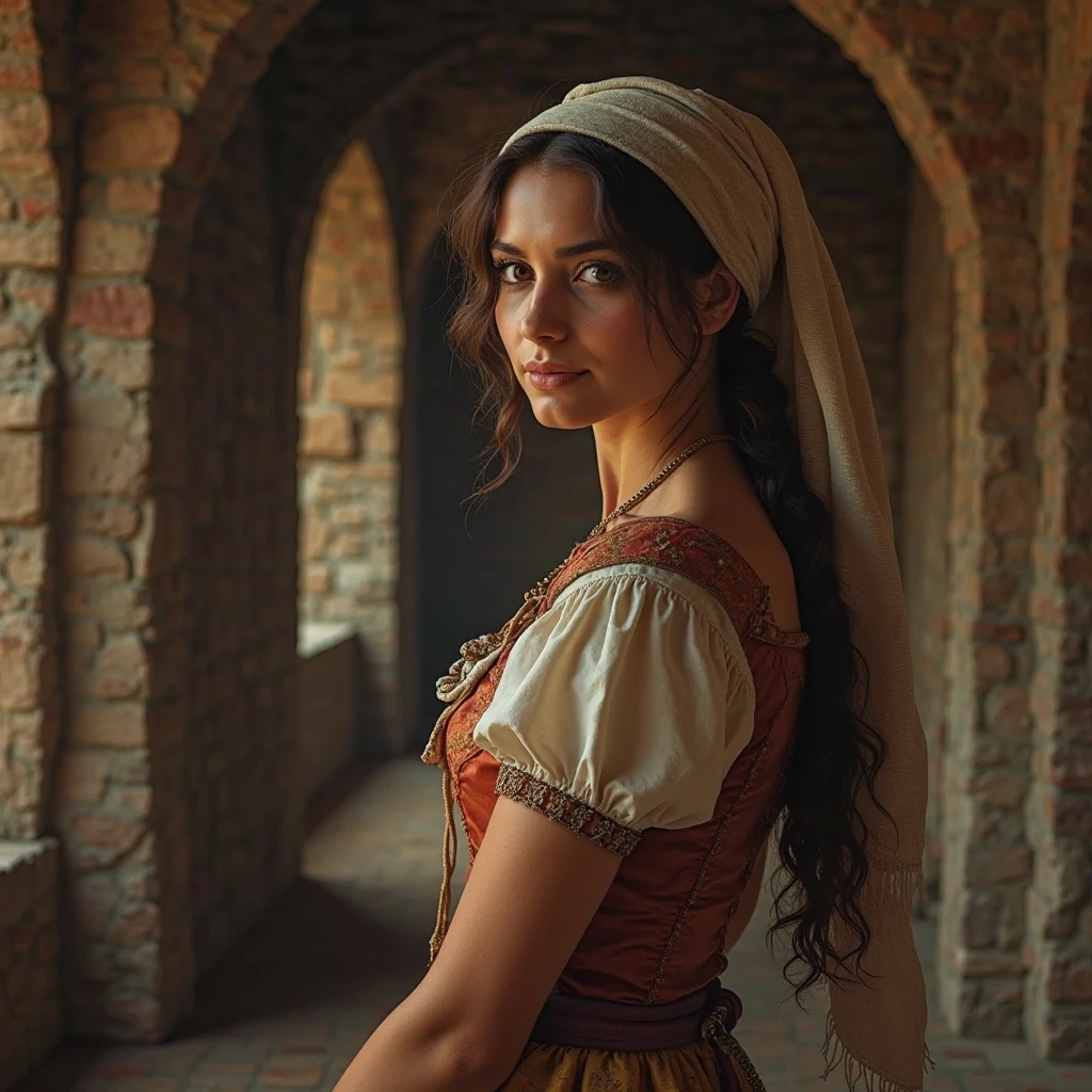 A scared but Beautiful Women in the Royal town, poor women