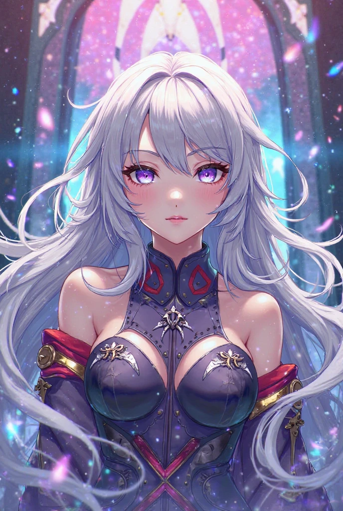 sharp face jawline anime horny girl big chest petite mystical background