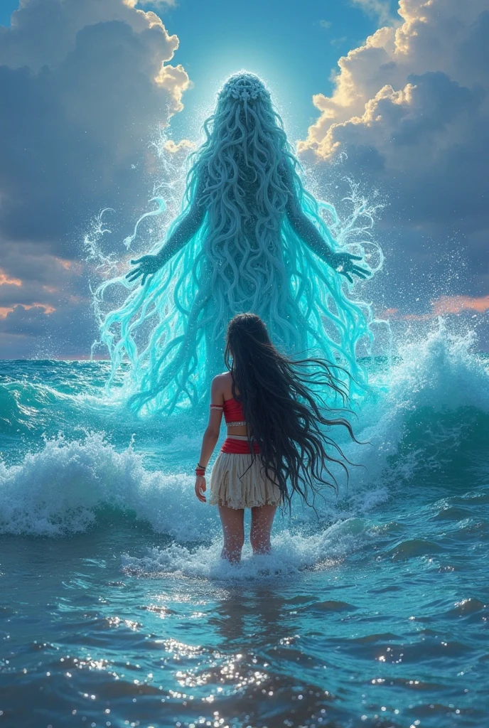 masterpiece,high resolution,detailed,
<lora:water_xl:0.8>
watermode, , giant, giantess, 1girl, solo, sky, cloud, water, monster girl, mountain, outdoors,