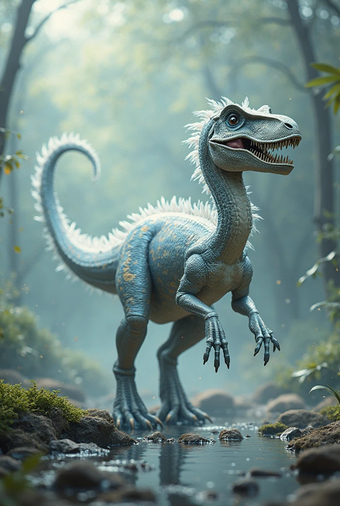 by Sicklyhypnos, by Beralin, by Blotch, by Dramamine, feral toony young (blue \(jurassic world\):1.25), velociraptor yellow eyes, (bedroom eyes), three-quarter view, three-quarter portrait, open mouth, looking at viewer, BREAK, abandoned building, jungle, plant, ranning, foggy, night, yellow light, film photography, soft focus, RAW photo, photorealistic, analog style, subsurface scattering, photorealism, absurd res