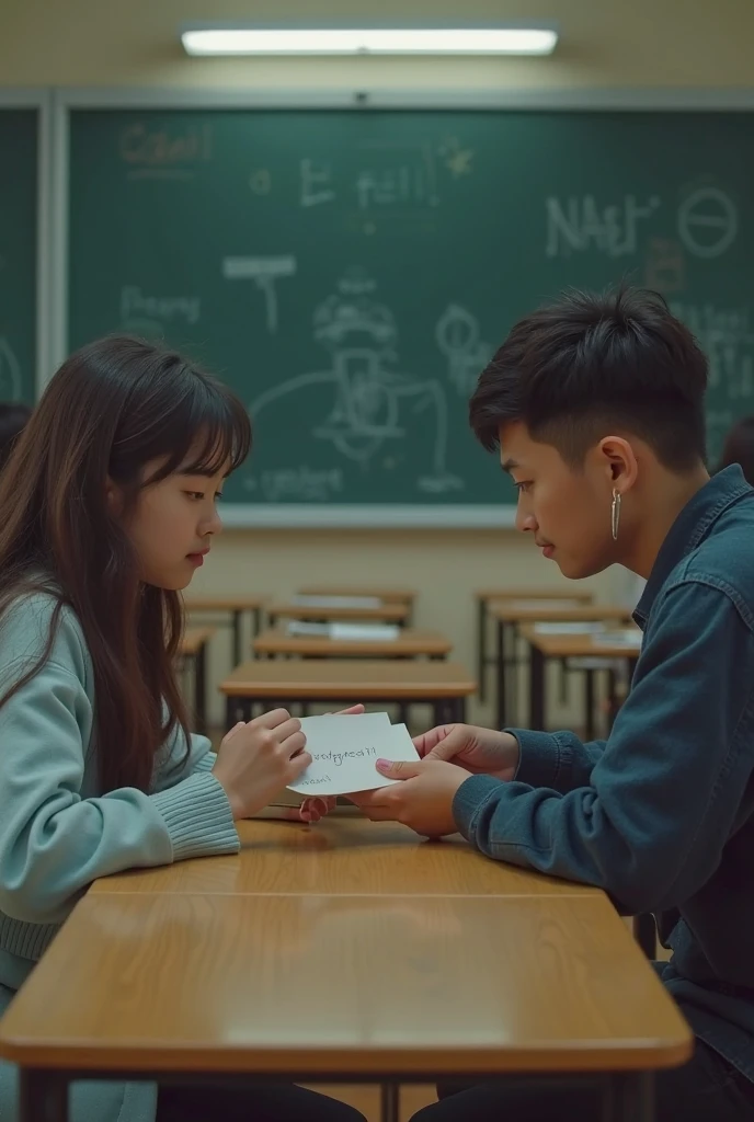 Exchanging notes in class a girl & boy also include other students
Make it appealing for my Instagram audience who loves reading youth school stories & love & dreams . Maki it chinese school drama version
Note : the girl & boy is 16-
Note : make the image for eye catching & interesting
