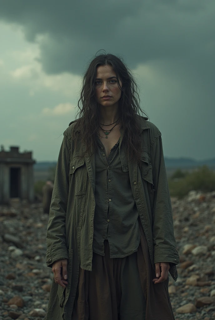 (best quality,4k,8k,highres,masterpiece:1.2),ultra-detailed,(realistic,photorealistic,photo-realistic:1.37),tall slim woman,scared,full view,country road,midnight,[torn] linen tunic,moonlit sky,ominous atmosphere,dark shadows,lush greenery,silence,piercing eyes,vulnerable expression,long wavy hair,whispering wind,leafy trees,solitude,unease,lone figure,implied danger,hidden danger,sense of mystery,emotional intensity,soft moonlight,dramatic perspective,dusty road,anxiety,rustling leaves,loneliness,dappled light,weightless movement