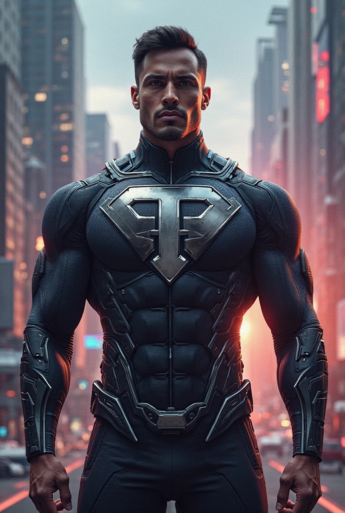 Make a superhero with the shield in the middle like Shazam's, only instead of the lightning bolt it's a letter A and upgrade the suit to black and white and with a black and white sweatshirt.