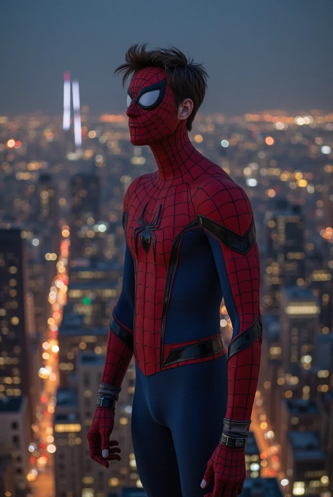 Tom Holland with his cock in the air in his Spiderman suit