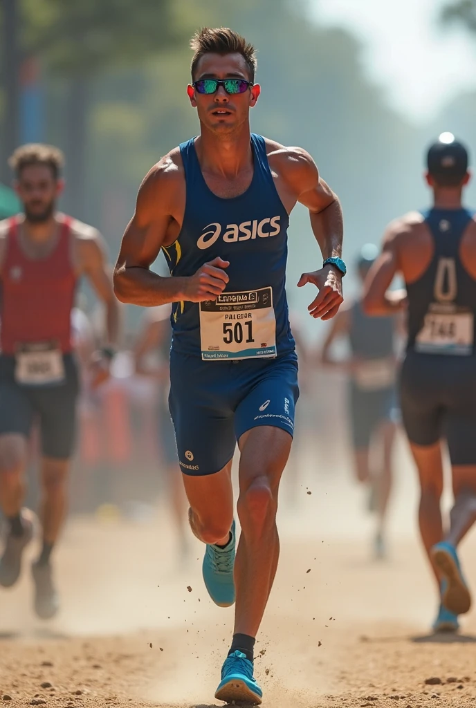 An image of an athlete crossing the finish line with his arms raised in victory, simbolizando a ideia de "Winning victories that surpass our wildest dreams" ao confiarmos no Senhor.