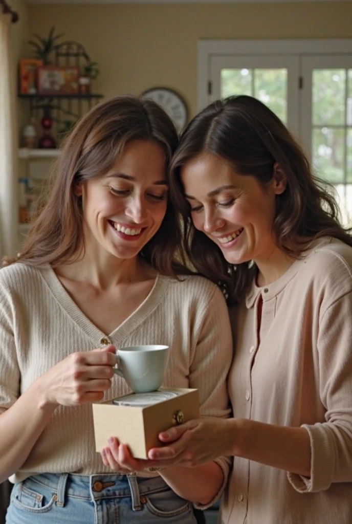 2girls women standing at a kitchen counter drinking coffee in large modern luxury home casual clothing,
love warmth caring compassion loving smiling dusty bright morning sunlight shining through windows (masterpiece:1.2) (photorealistic:1.2) (bokeh) (best quality) (detailed skin) (intricate) (8k) (HDR) (cinematic lighting) (sharp focus) (Clutter-Home:1.2),<lora:add_detail:1>,baking