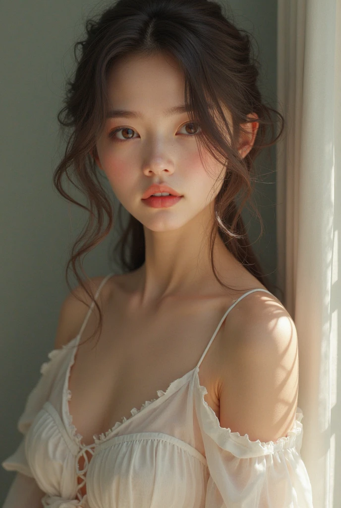 Best image quality,Excellent details,Ultra-high resolution,(Faithfulness:3.4),Best illustrations,Focus on details,One very organized girl,He has a delicate and beautiful face,Beautiful body,Little man's waist,Big breasts and small waist,Long legs,White skin,Rolling Sea,On the beach,In a swimsuit,Sitting pose